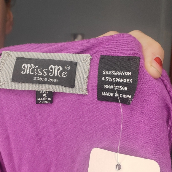 MISS ME Jean Brand Purple Asymmetric Tank Top - Picture 11 of 12